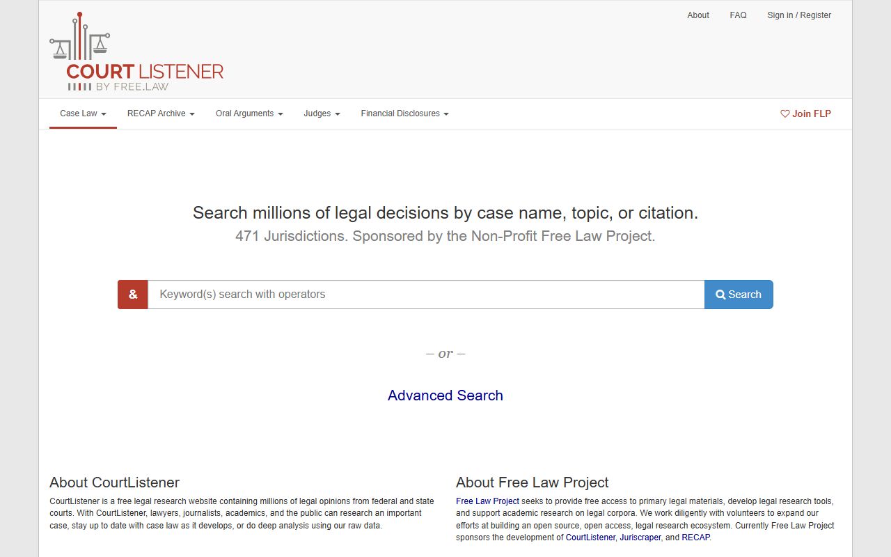 CourtListener free docket archive for Woods County federal court records