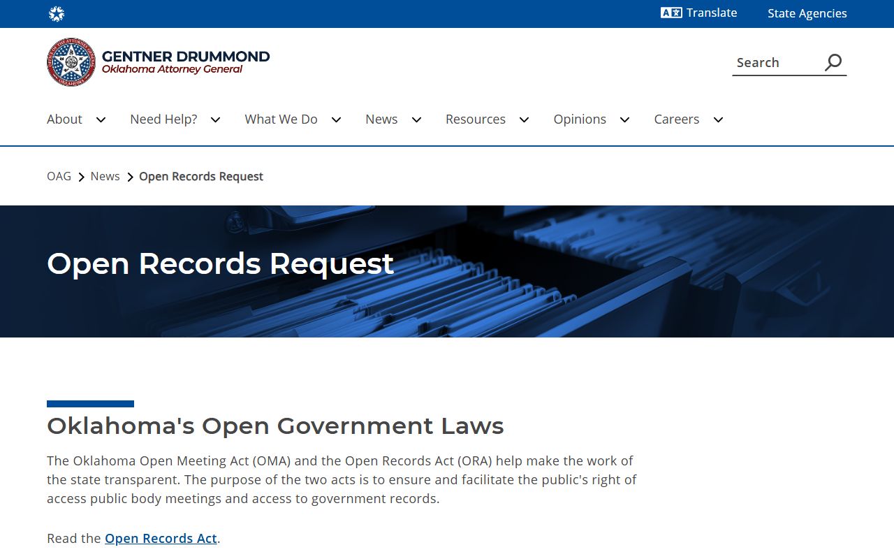 Oklahoma open records request guide for Woods County court dockets