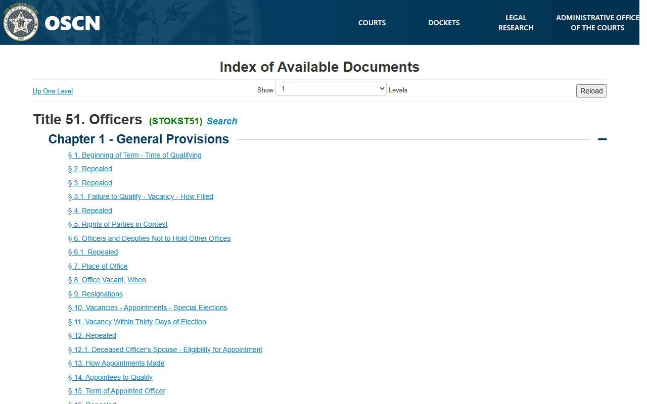 Oklahoma Open Records Act statute for Woods County court records
