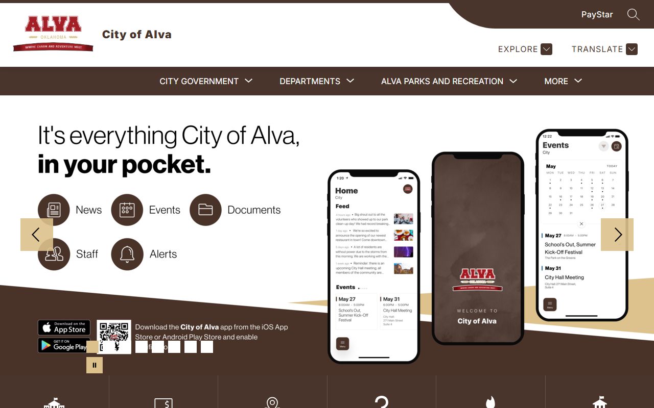 City of Alva site near the Woods County court records offices